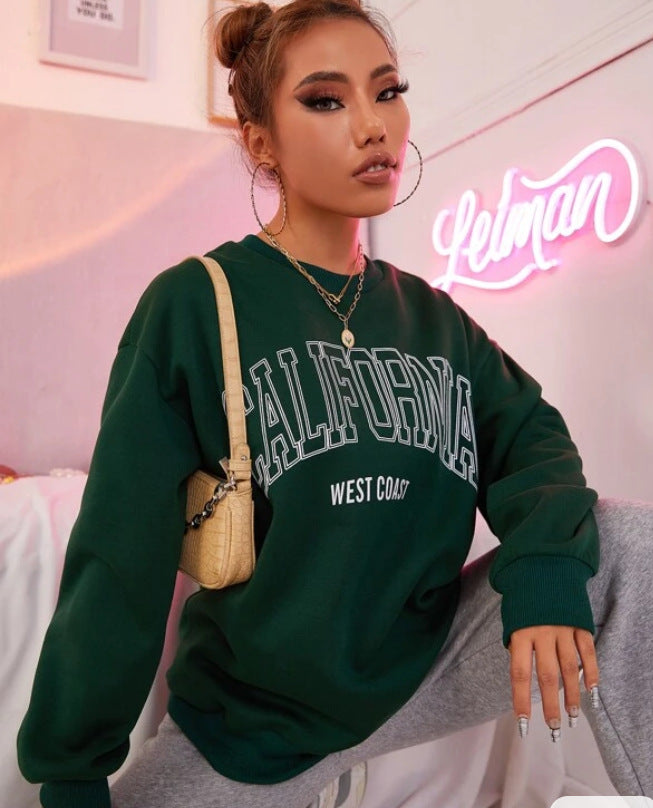 Plus Size Round Neck Print Sweatshirt