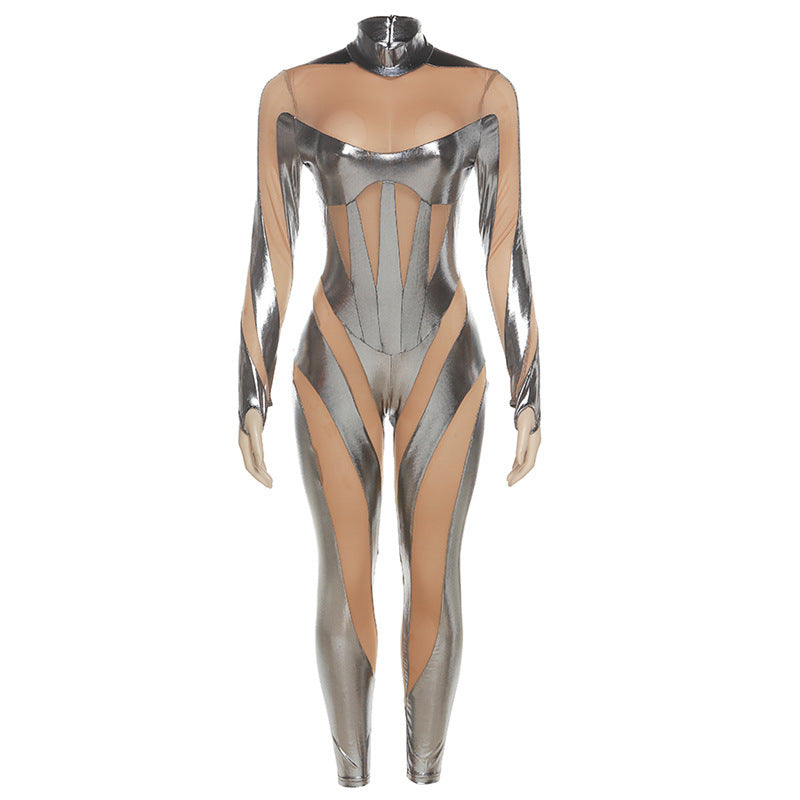 High Waist Slim Fit Zipper Sports Jumpsuit