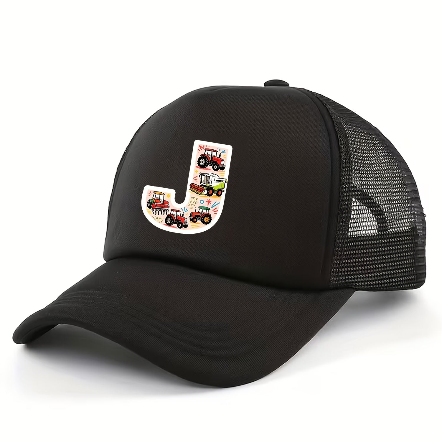 Adjustable Construction Vehicle Printed Trucker Hat for Kids