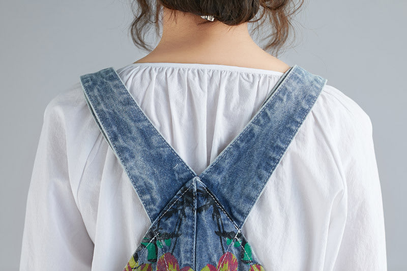 Women's Plus Size Distressed Denim Overalls
