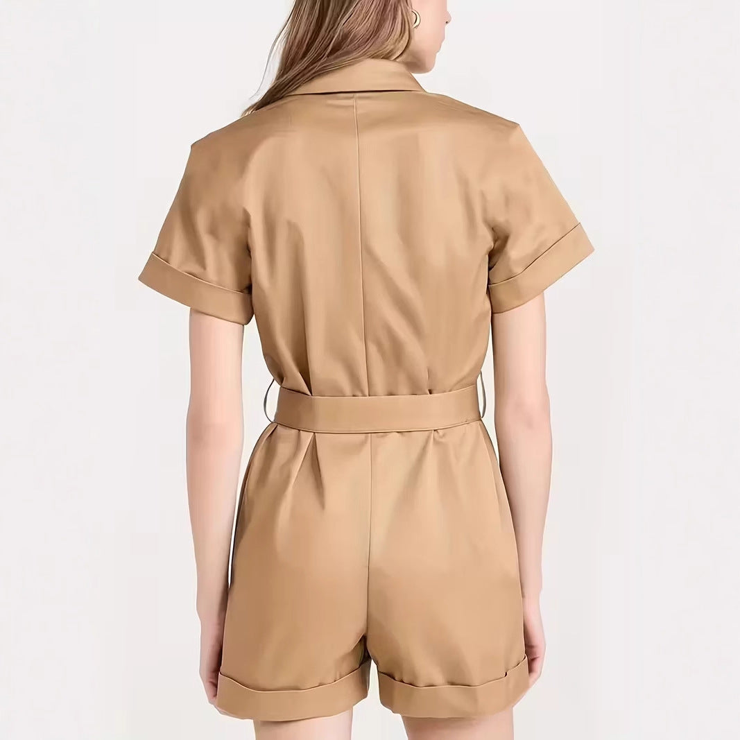 Elegant Pocketed Waistband Workwear-style Jumpsuit