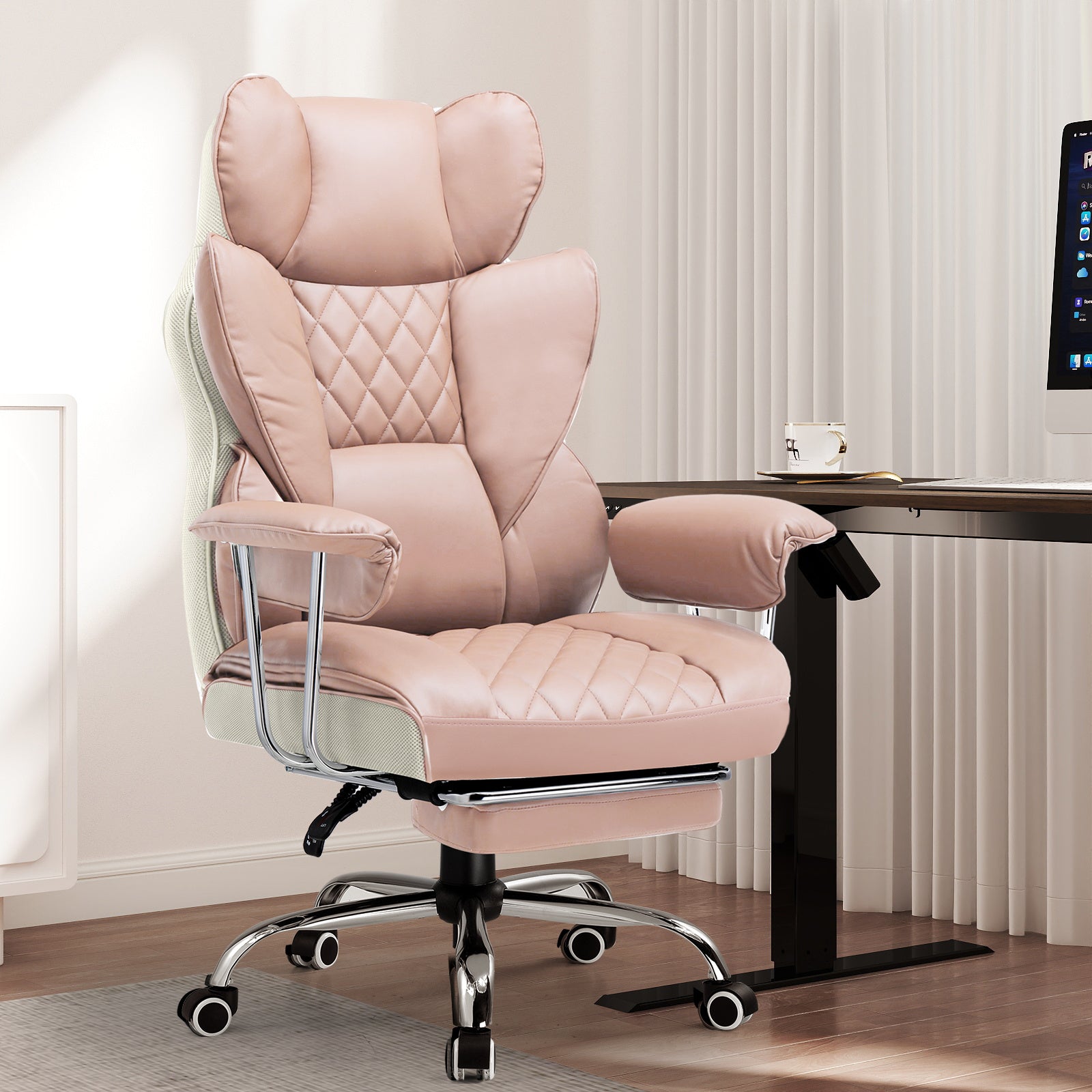 Wide Executive Office Chair with Lumbar Support and Adjustable Height