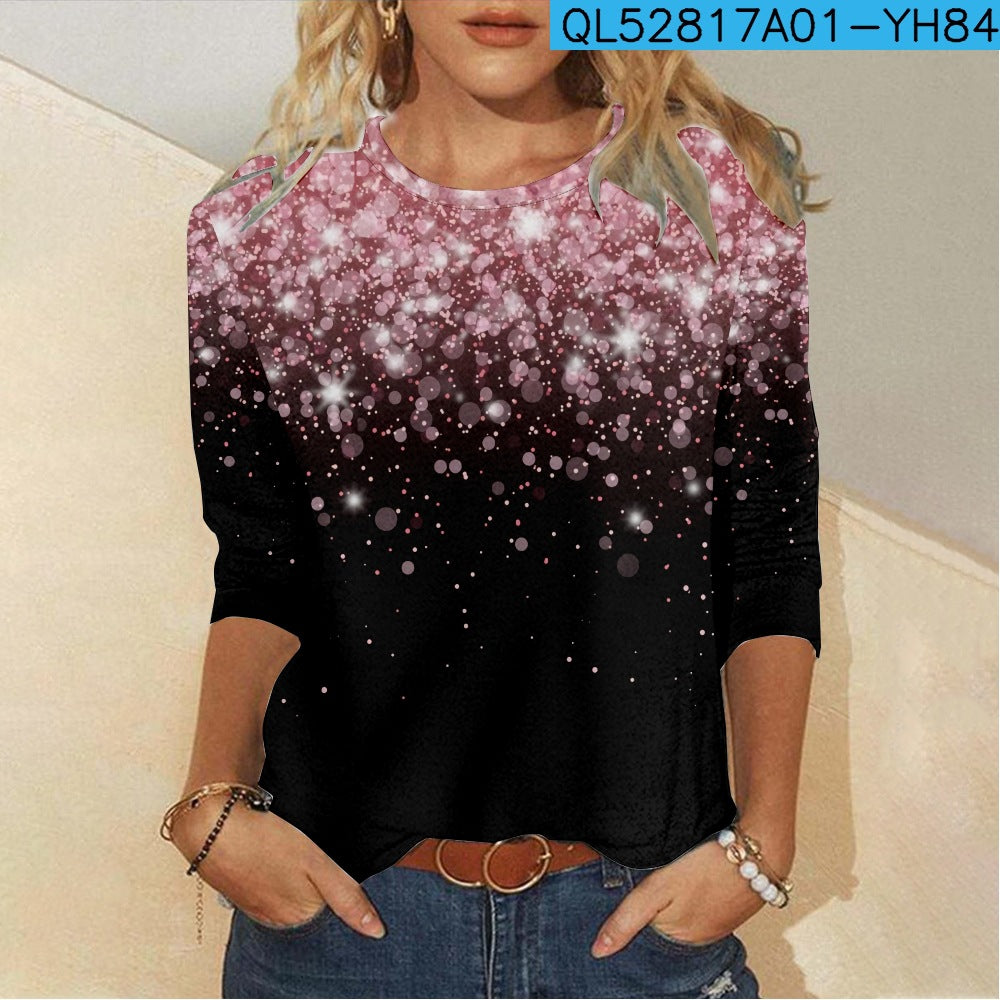 Women's 3D Printed Casual Long-Sleeve Graphic Tee