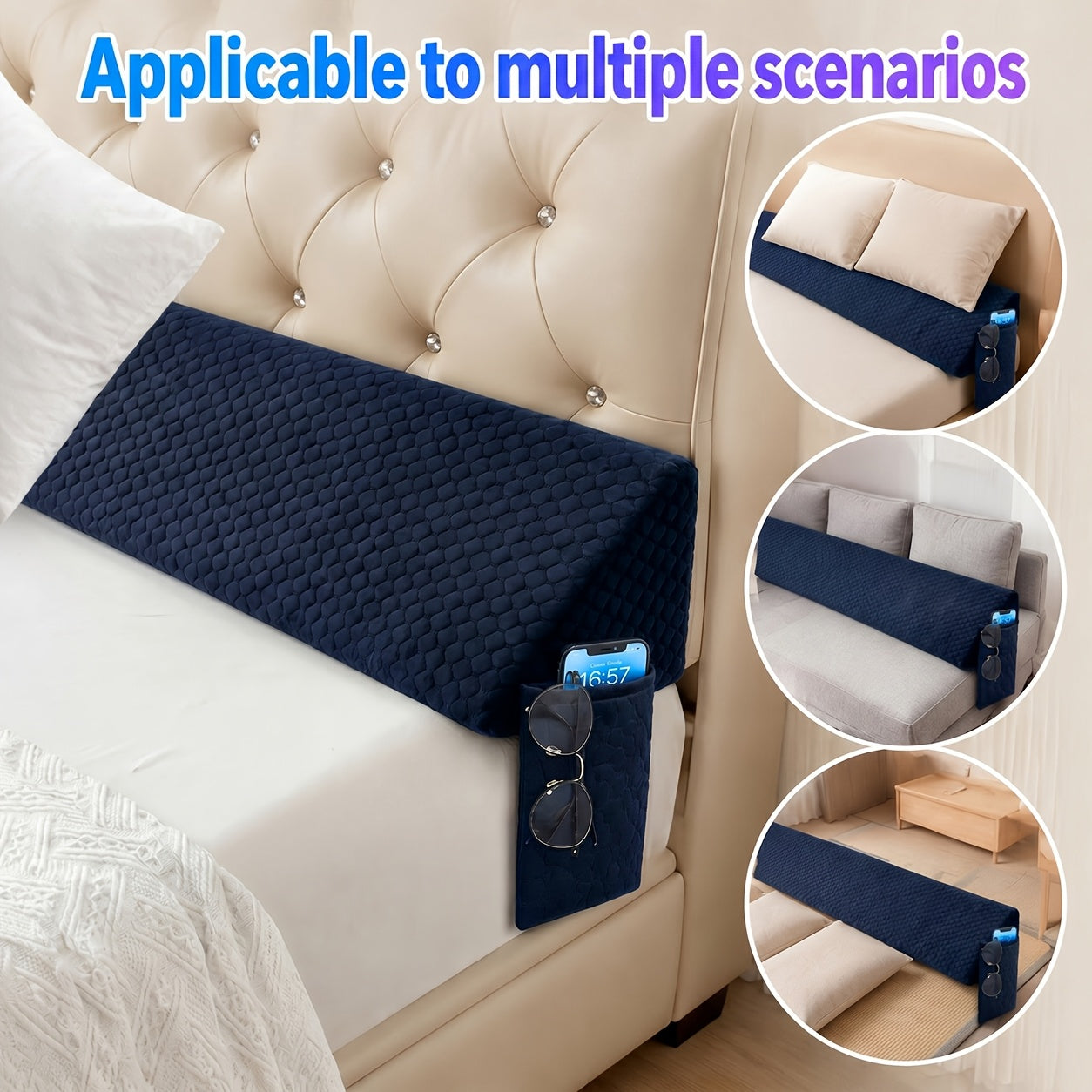 Bed Wedge Pillow – Gap Filler for Headboard, 0–7″ Adjustable Gap