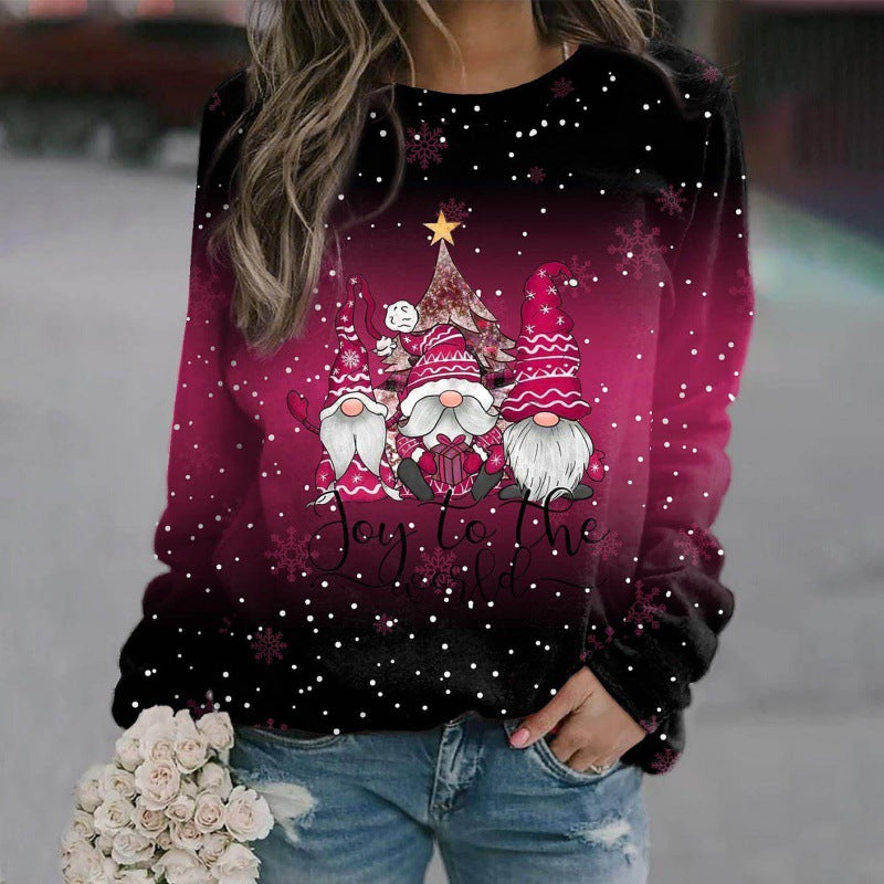 Festive 3D Print Christmas Oversized Knit Sweater