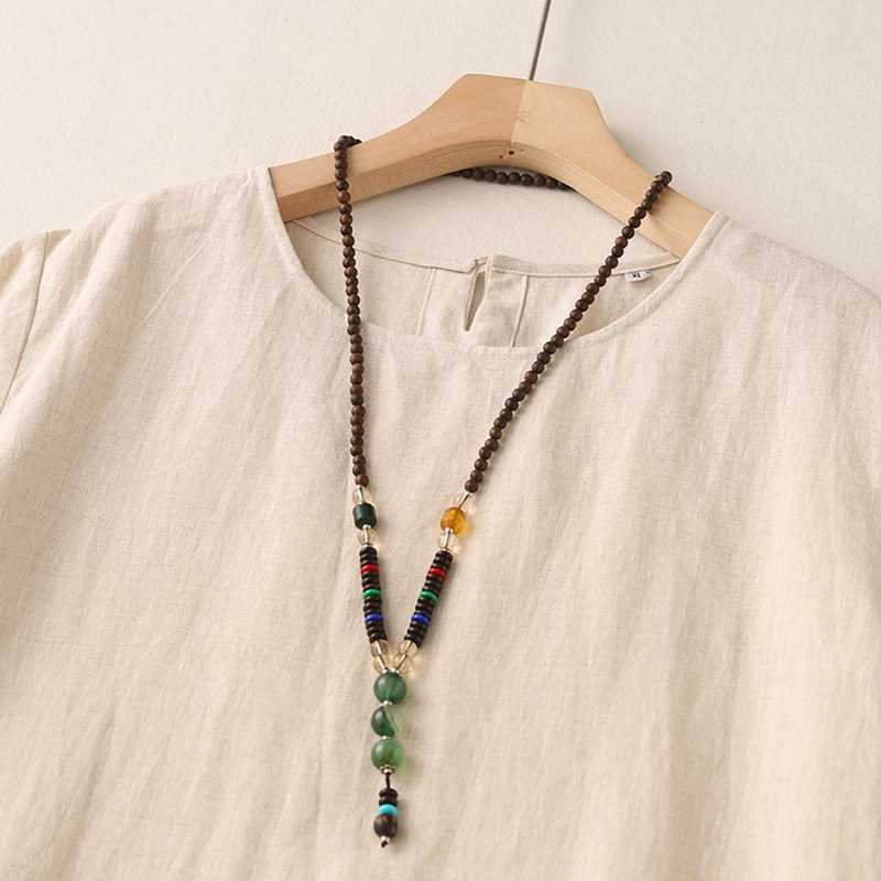 Hand-Painted Lotus Ink-Wash Linen Dress