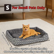 Comfortable Gray Plaid Cat and Dog Pet Bed - Soft Polyester, No Assembly Required, Warm Winter Square Mat, Suitable for Small to Medium Dog Breeds Available in 4 Sizes