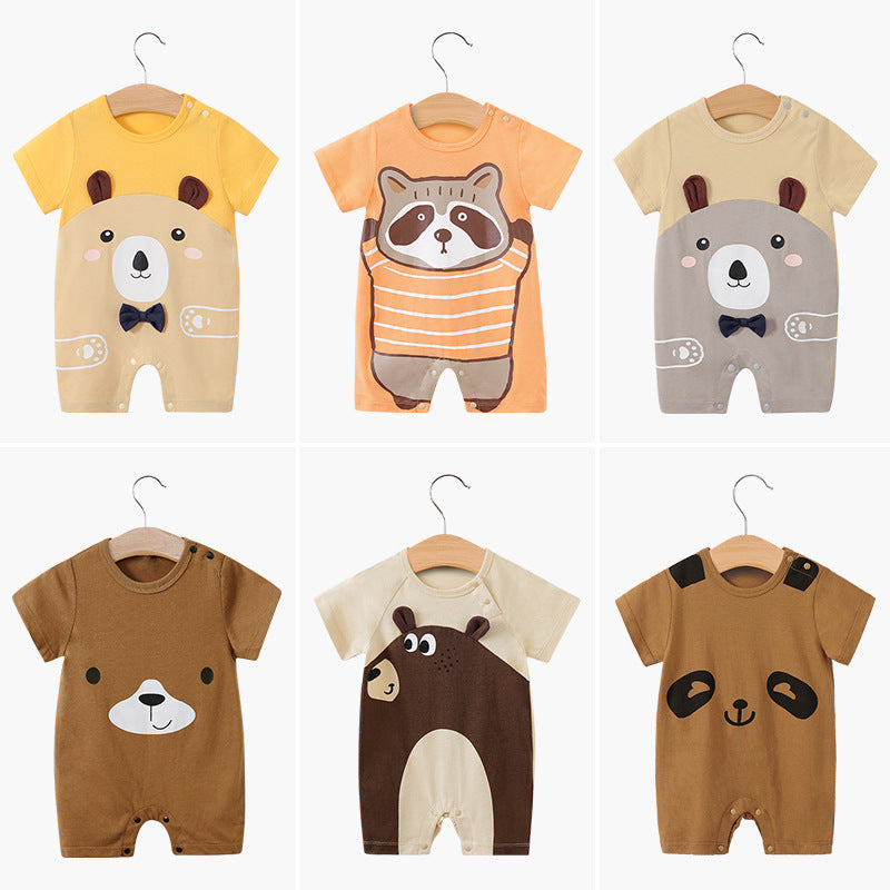 Summer Baby Short Sleeve Cotton Cartoon Jumpsuit