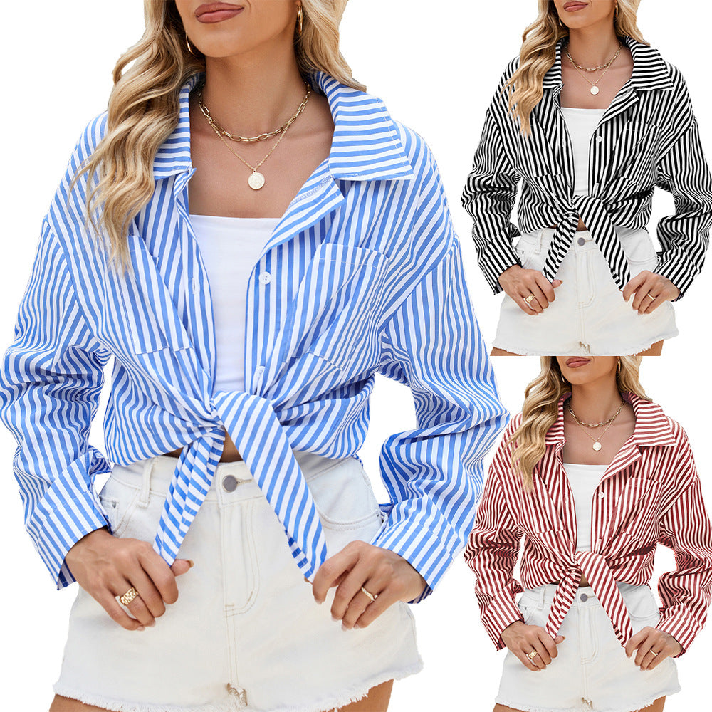 Oversized Striped Boyfriend Long Sleeve Shirt