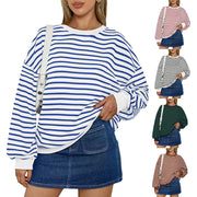 Cozy Oversized Striped Casual Pullover Hoodie