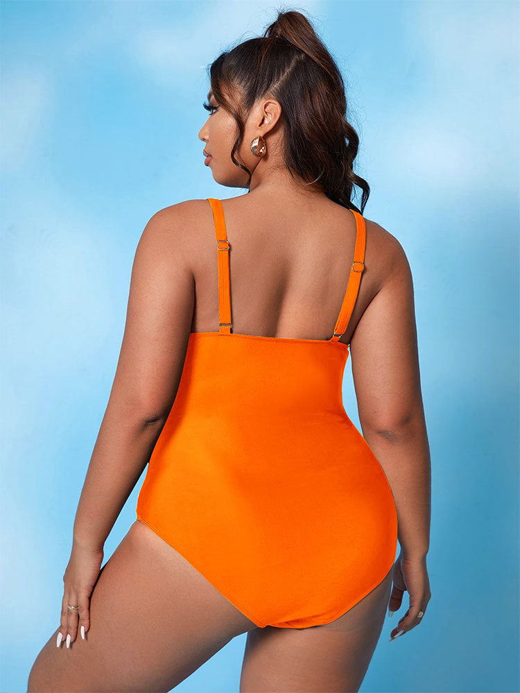 High-Waist Plus Size One-Piece Conservative Swimsuit