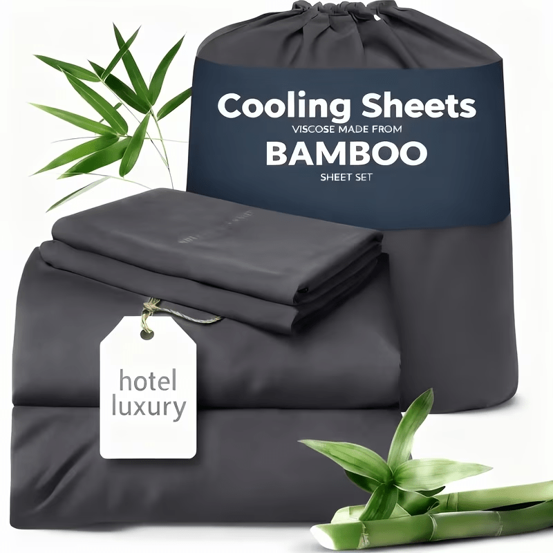 Cooling Bamboo Fiber Sheet Set – 4 Piece, 16‑Inch Extra‑Deep Pocket, Twin/Full/Queen/King Sizes