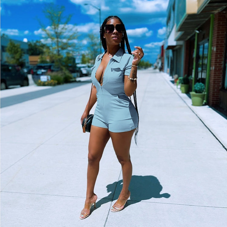 Women's Casual Zipper Workwear Pocket Jumpsuit