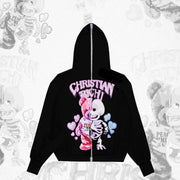 Trendy Hip-Hop Printed Zip-Up Hoodie Sweatshirt Coat