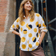 Women's Fashionable Polka-dot Long-sleeve Blouse