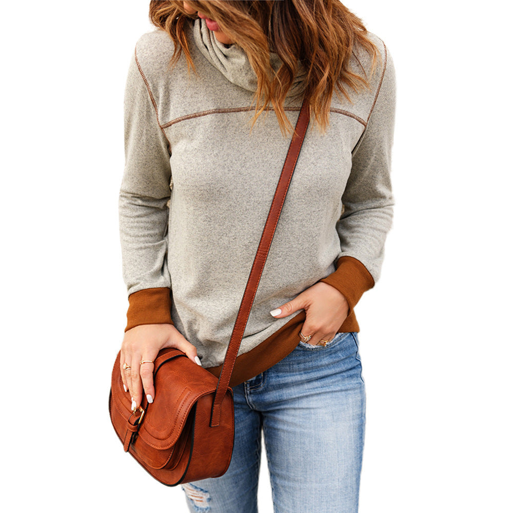 Colorblock Slim-Fit Pullover Sweatshirt with Topstitching