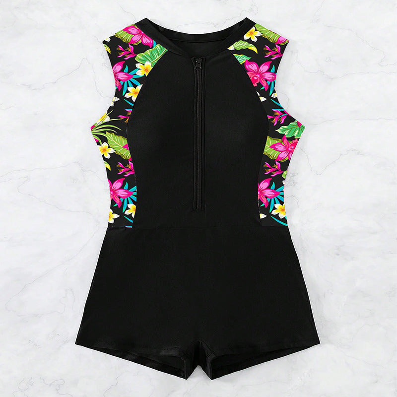 Printed Conservative Women's One-piece Swimming Suit
