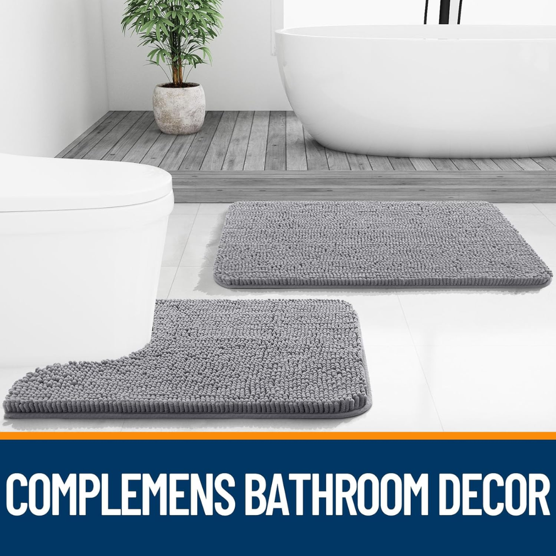 Bathroom Rugs Extra Soft Absorbent Chenille Bath Rugs Rubber Backing Quick Dry Machine Washable Bath Mats for Bathroom Floor Tub and Shower Home Decor Accessories Grey