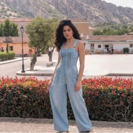 Sexy Blue Button-Down Denim Dress