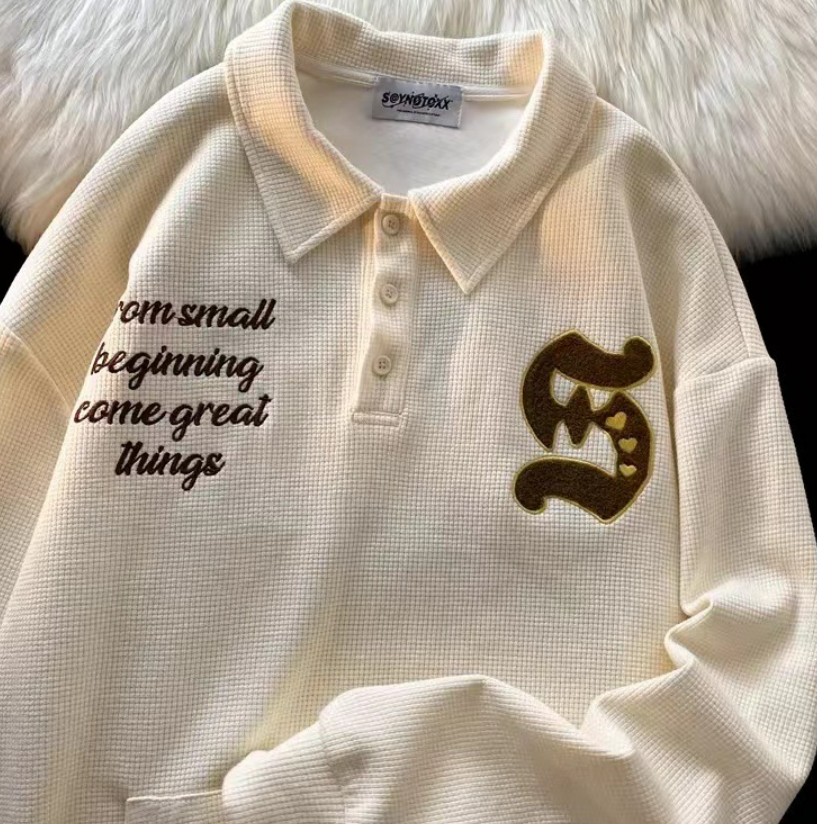 Women's Embroidered Waffle Polo Sweater