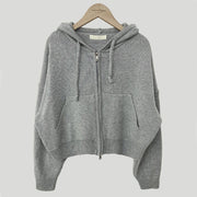 Cozy Hooded Cropped Sweater Coat for Casual Wear