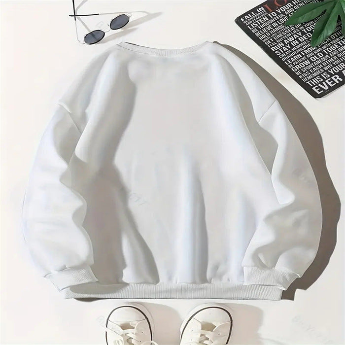 Trendy Velvet Padded Printed Long Sleeve Sports Sweater