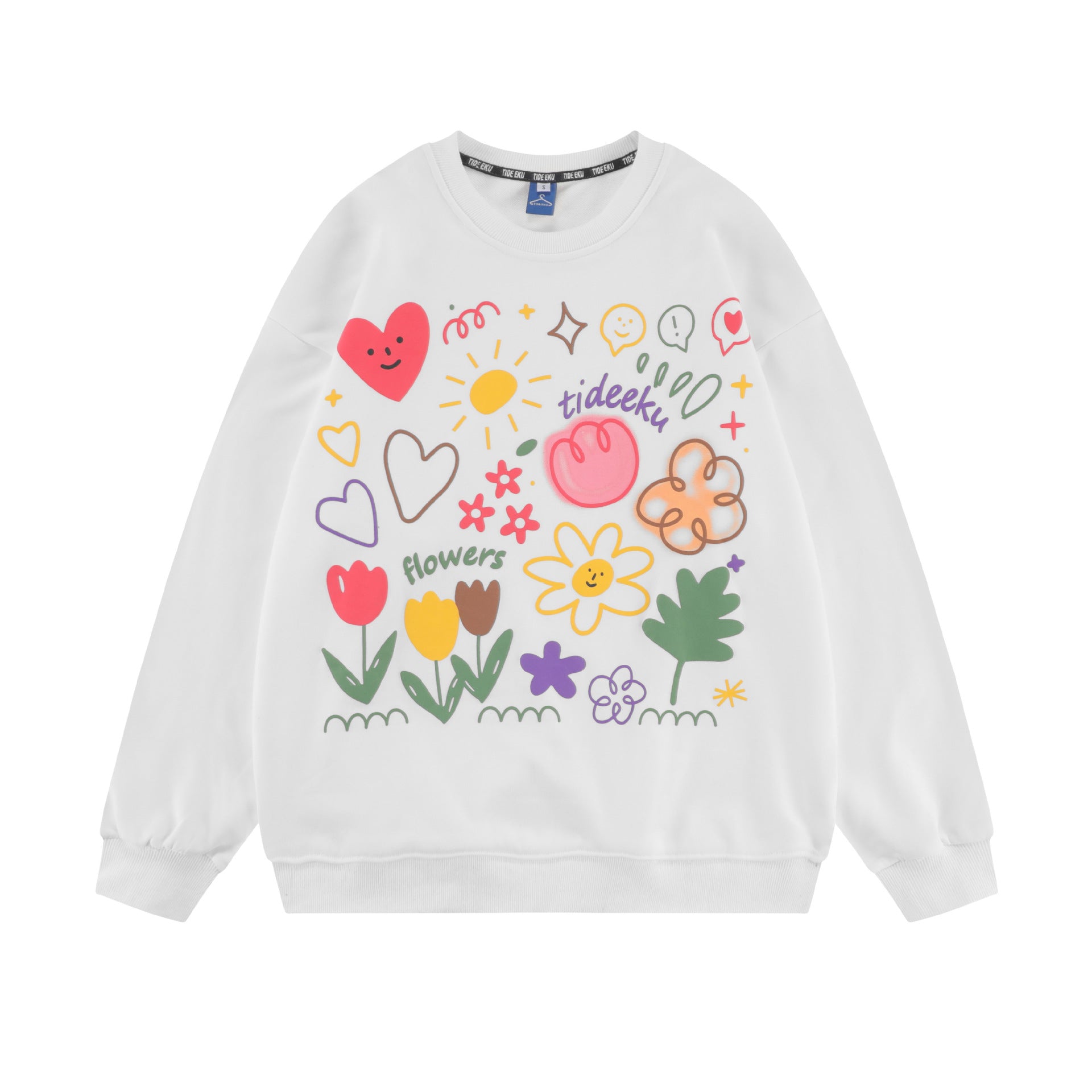 Floral Print Loose Streetwear Couple Sweatshirt