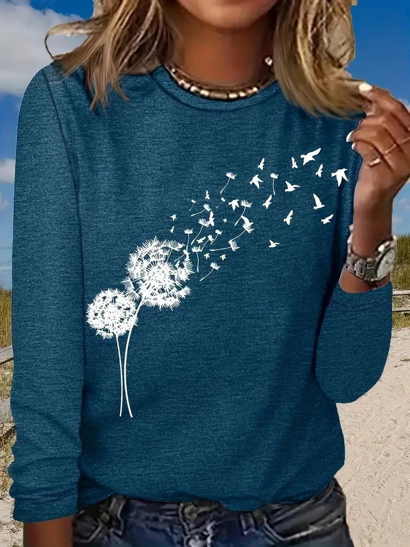 Women's 3D Printed Long Sleeve Crew Neck Sweatshirt