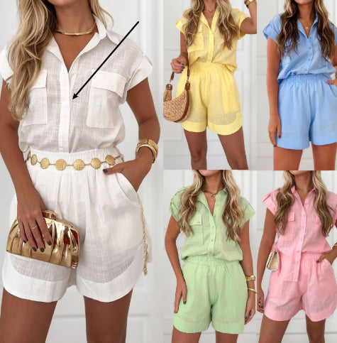 Casual Roll-Up Sleeve Pocket Shirt for Women