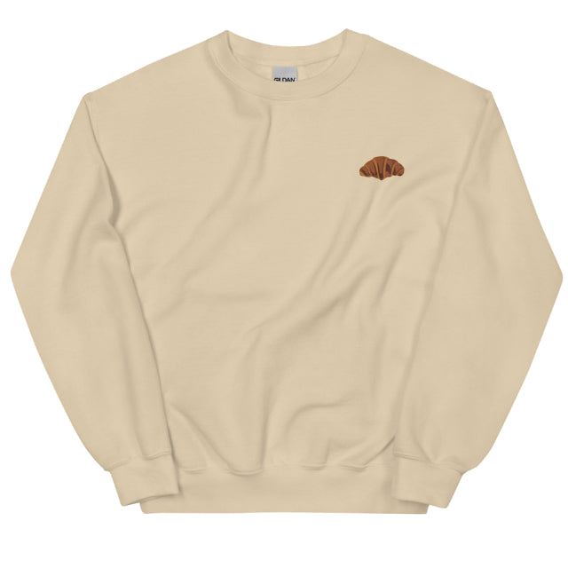 Chic Croissant Print Round-Neck Streetwear Sweatshirt