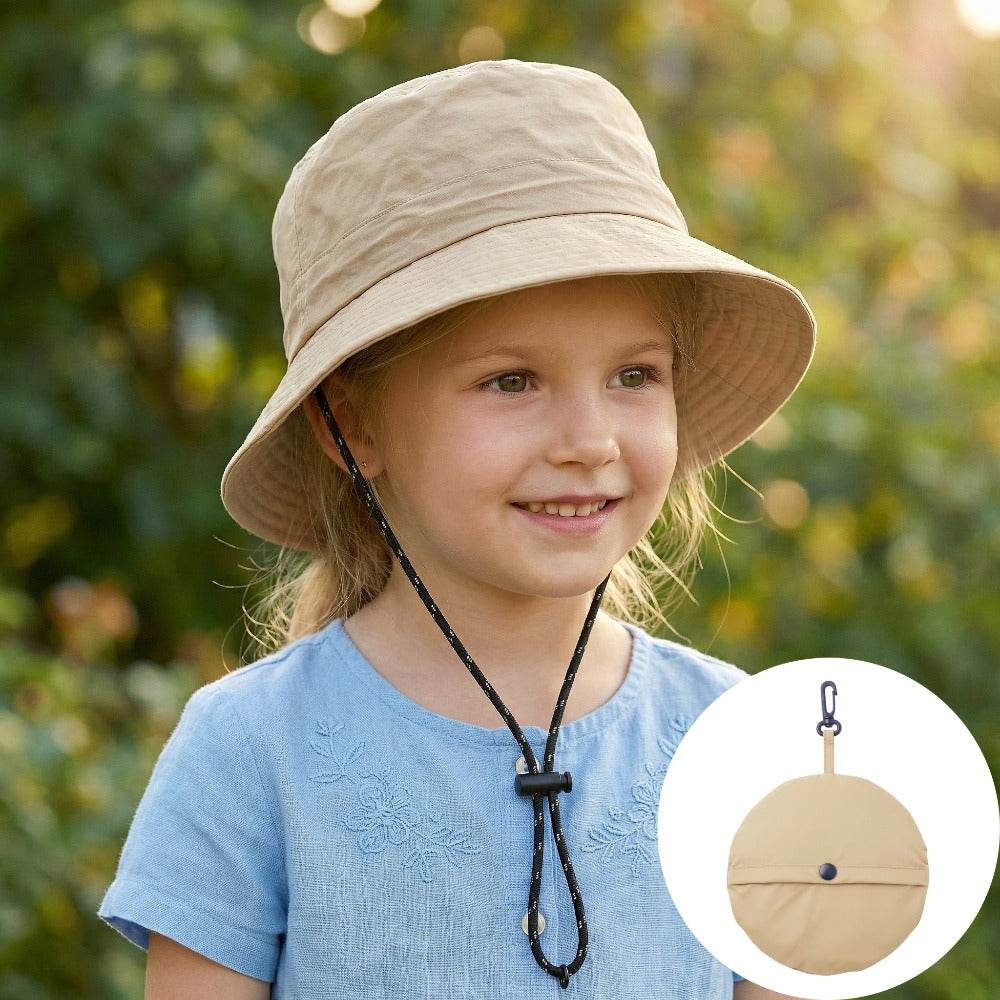 Kids Foldable Fisherman Hat – Nylon, Windproof Cord, Adjustable Drawstring, Quick‑Dry