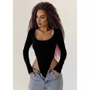Solid Color Off-Shoulder Bodycon Zipper Long-Sleeve Sexy Chic Base Layer Jumpsuit