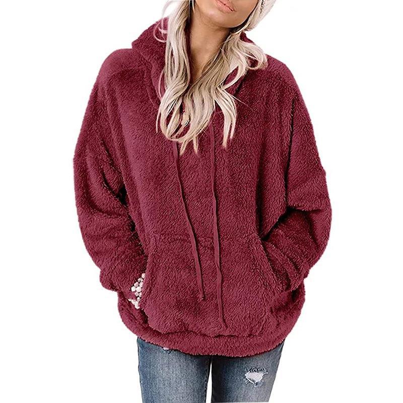 Cozy Solid Color Loose Pocket Sweater Coat
