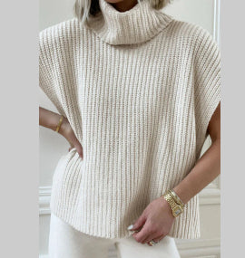 Womens Loose Fit Knitted Turtleneck Outerwear All Match Top