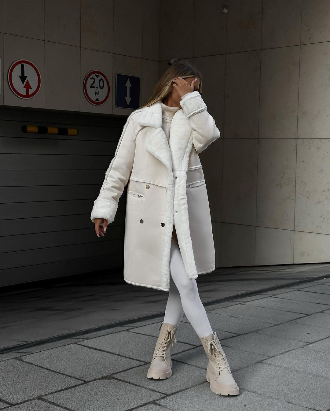 Plush Suede Long Cardigan Coat with Collar