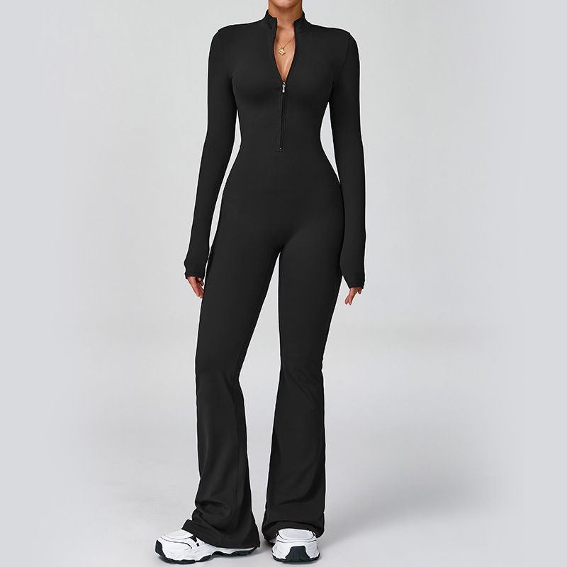 Men's Striped Fitness Zip-Up Yoga Jumpsuit