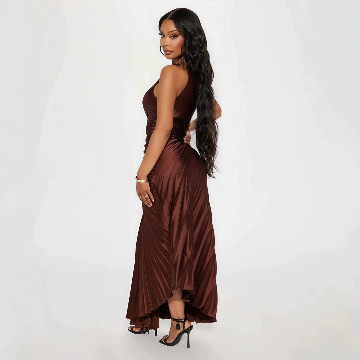 Womens Side-cutout One-shoulder Asymmetrical Hem Dress