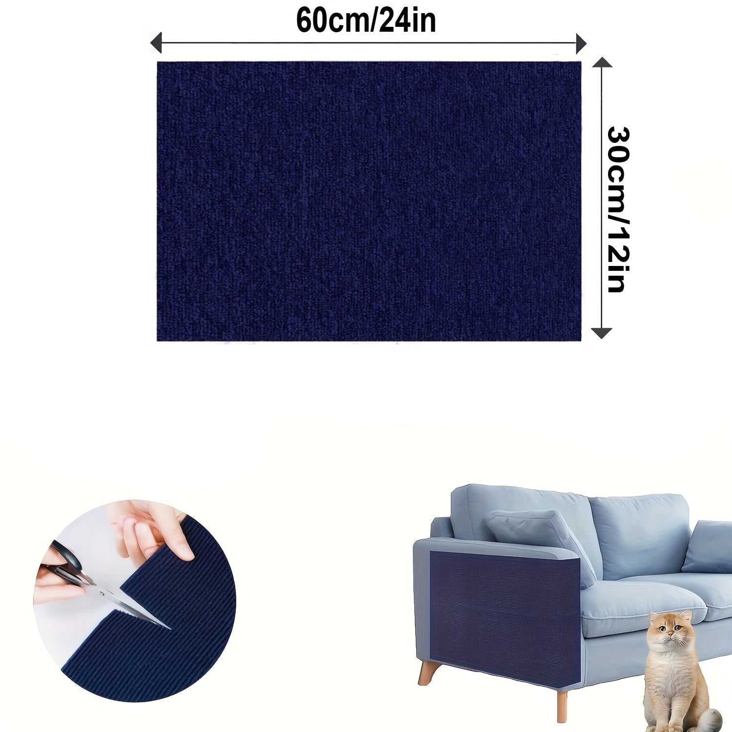 Grey Cat Scratching Mat Self-adhesive Cat Scratching Mat - Grey Furniture Protector For Couches, Doors & Cat Tree Shelves, 12 X 24in