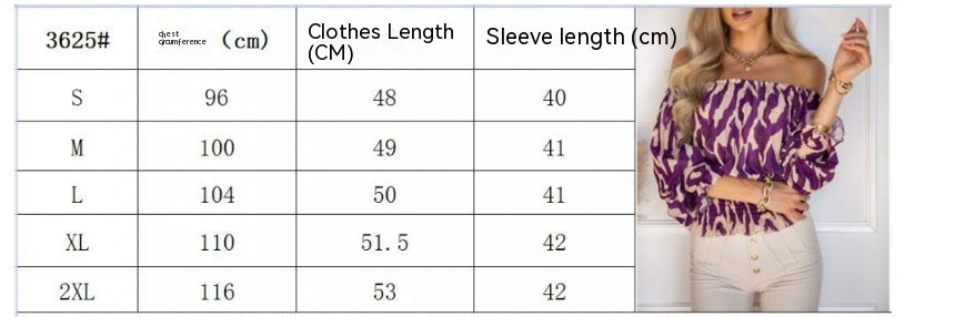 Women's Geometric Print Off-The-Shoulder Lantern Sleeve Top