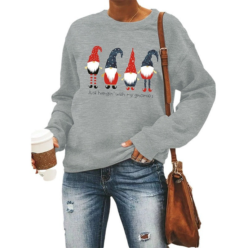 Festive Women's Christmas Print Long Sleeve Pullover Sweater