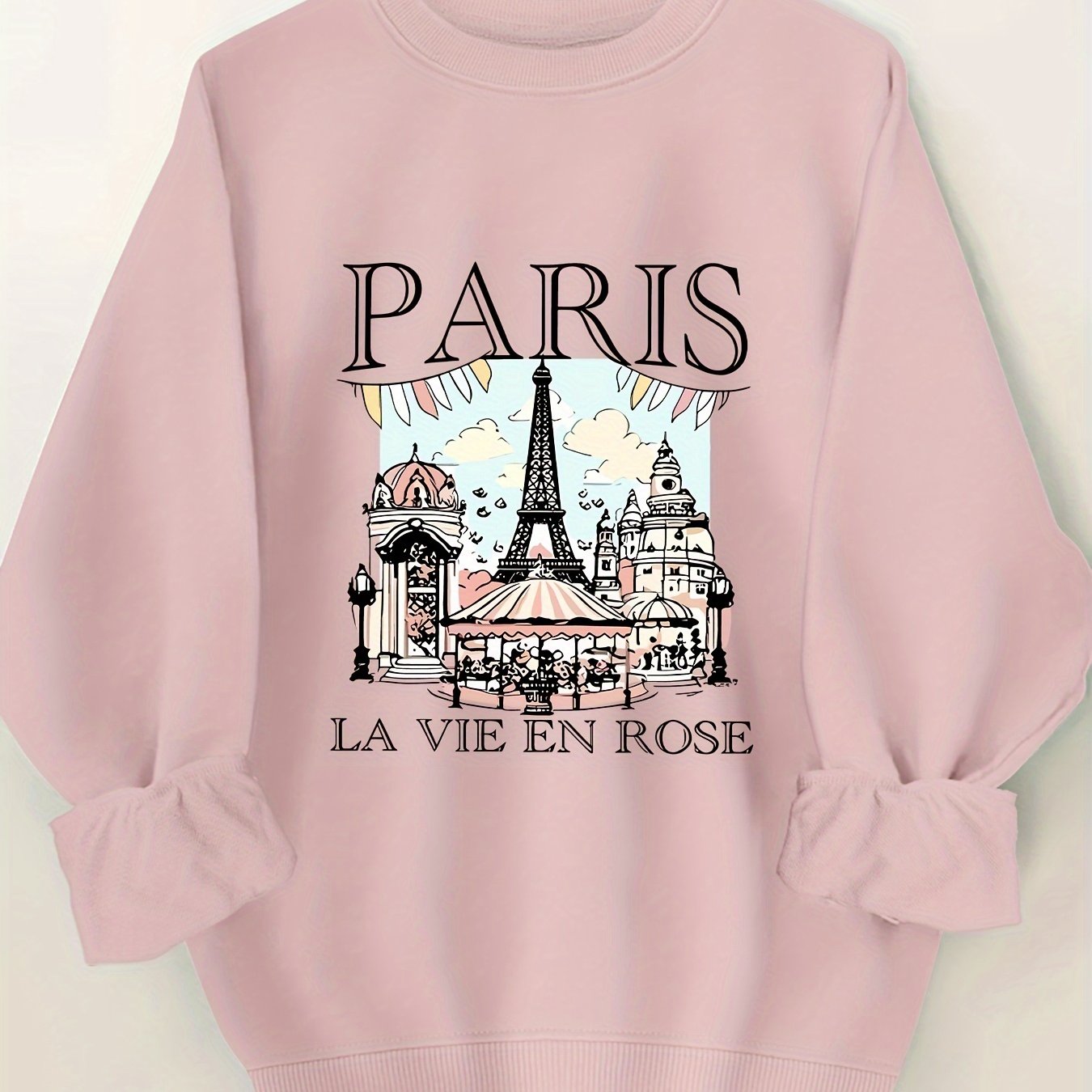 Plus Size Round Neck Letter Print Sweatshirt