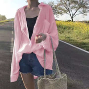 Loose-fitting Sun-protective Long-sleeve Top For Women