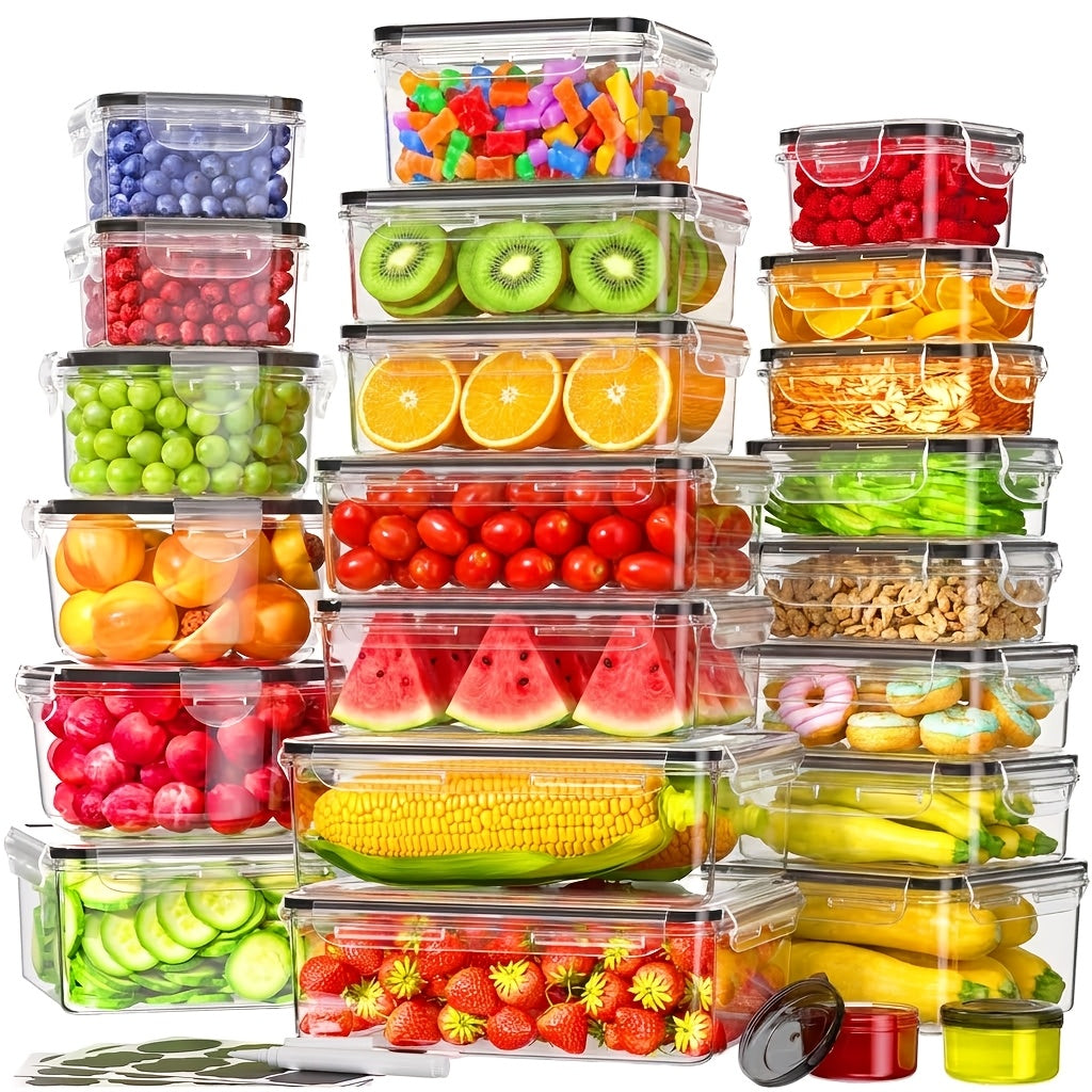 24-Piece Airtight Plastic Food Storage Container Set with Labels
