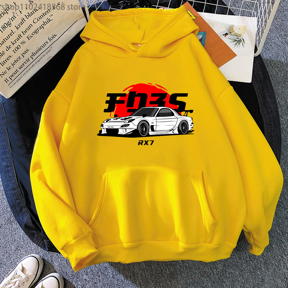 Unisex Graphic Car Print Casual Cotton Hoodie