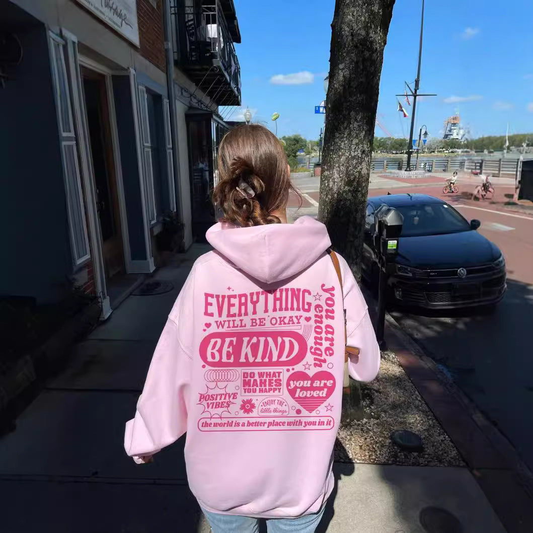 Cozy Drop-Shoulder Embroidered Pullover Hoodie