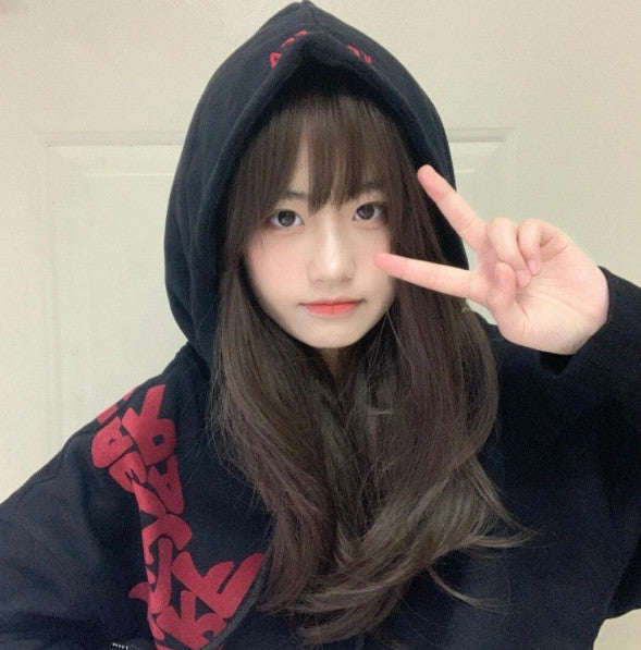 Women's Casual Black Loose Hoodie