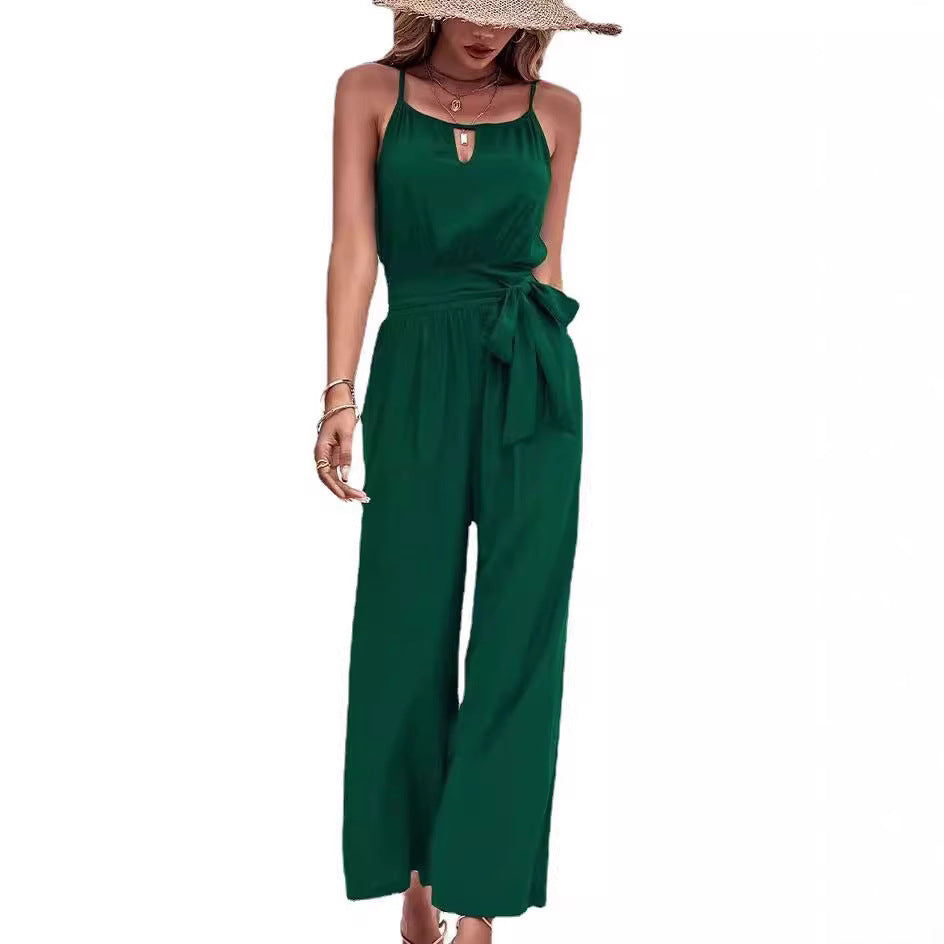 Chic Sleeveless Wide Leg Jumpsuit with Spaghetti Straps