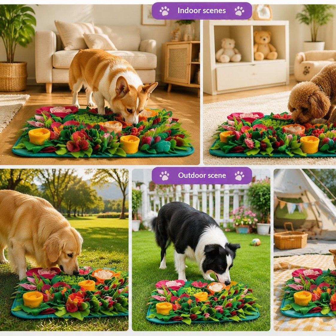 Pet Sniffing Mat Bionic Grass Style Play Mat Toy for Dogs and Cats