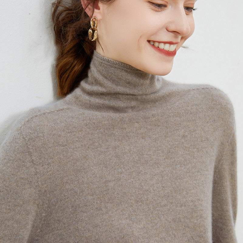 New Women's Loose-fit Ribbed Turtleneck Cropped Knit Pullover Sweater