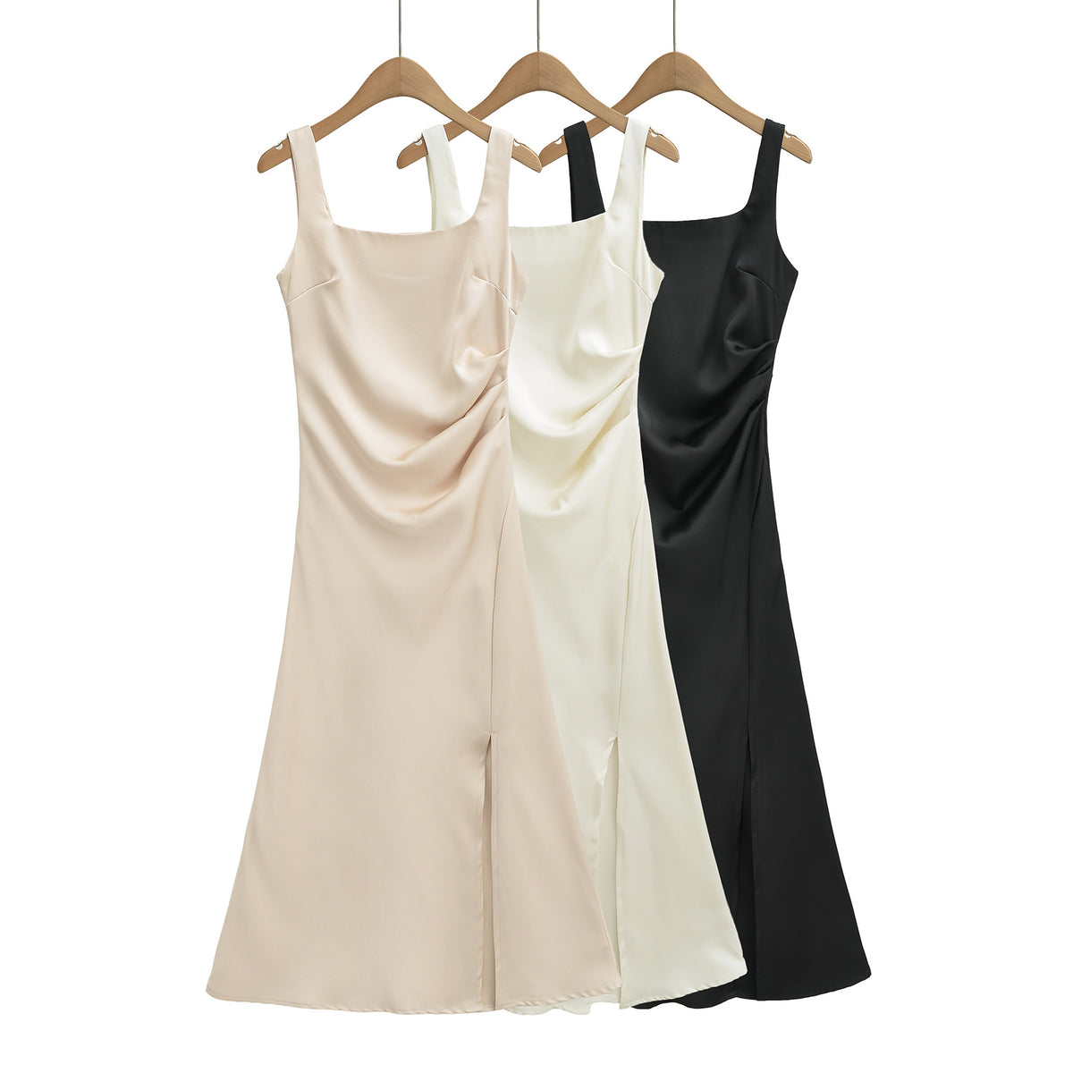 European and American-style Elegant Satin Slip Dress